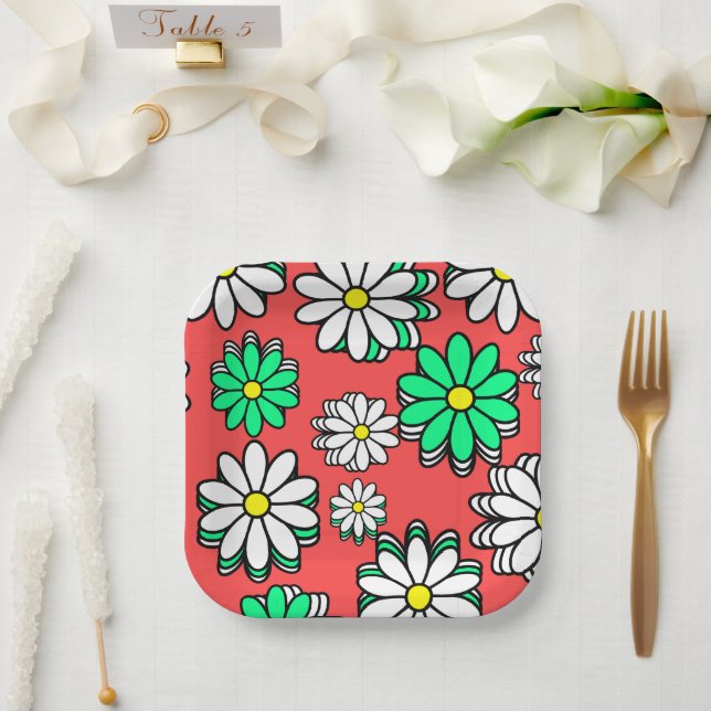 Assiettes En Carton Fête : Plaques Festives Red & Green Paper (Mariage)