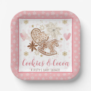 Assiettes En Carton Fête Prénatale "Cookies roses et cacao"