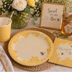 Assiettes En Carton Fête Prénatale de Bébé Abeille