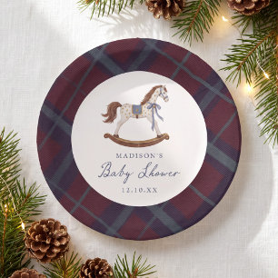 Assiettes En Carton Fête Prénatale de Noël Cheval à Bascule Vintage