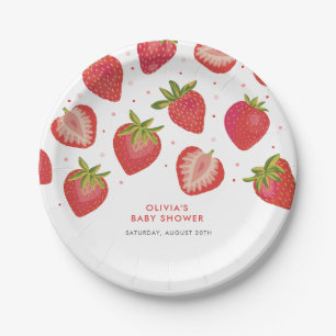 Assiettes En Carton Fête Prénatale pour Bébé Fille aux Fraises