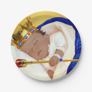 Assiettes En Carton Fête Prénatale pour un Bébé Prince Royal Ethnique