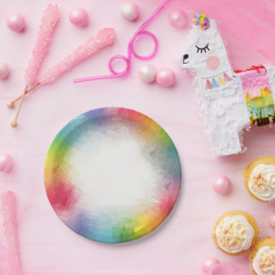 Assiettes En Carton Fête ronde colorée personnalisée moderne Anniversa