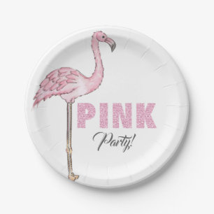 Assiettes En Carton Fête Rose Flamingo Moderne et Propre