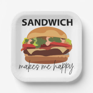 Assiettes En Carton Fête Sandwich Me Rend Heureux