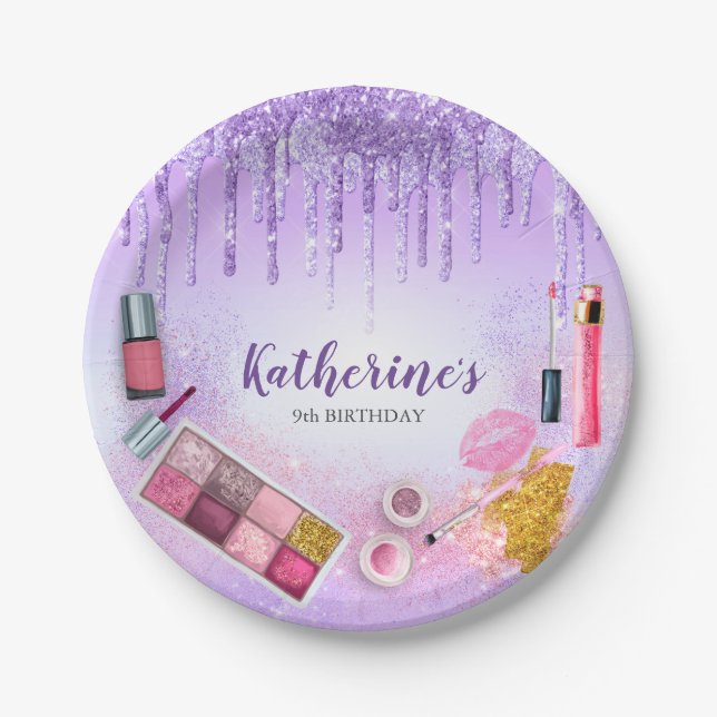 Assiettes En Carton Fête spa Glam Girl Anniversaire Salon de fête viol (Devant)