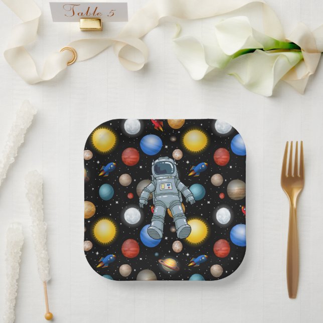 Assiettes En Carton Fête Spatiale  (Mariage)