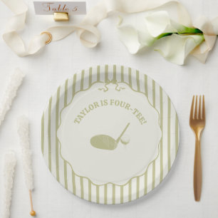 Assiettes En Carton Fête sur le thème de golf avec des rayures vert sa