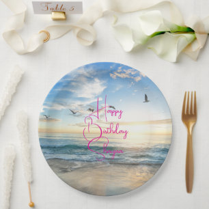 Assiettes En Carton Fête sur mesure Lever de soleil sur la plage