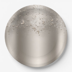 Assiettes En Carton Fête Sweet 16 Papillon scintillant Champagne