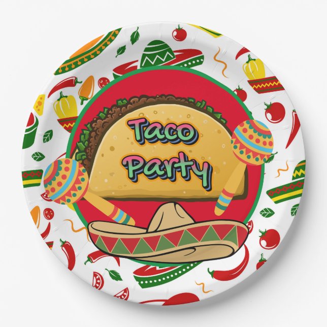 Assiettes En Carton Fête Tacos  (Devant)
