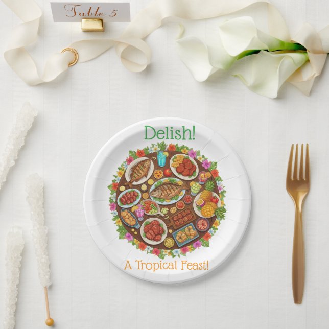Assiettes En Carton Fête Tropicale (Mariage)
