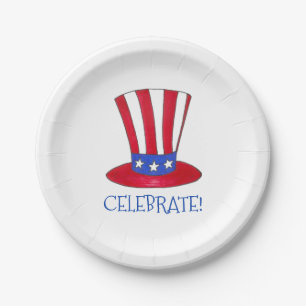 Assiettes En Carton Fêter le 4 juillet Oncle patriotique Sam USA Améri