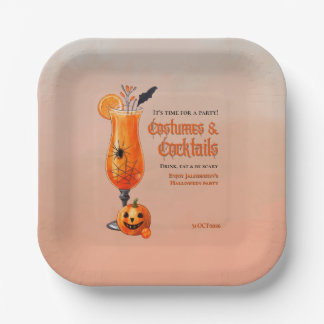Assiettes En Carton Fêtes de costumes et cocktails d'orange frais Hall