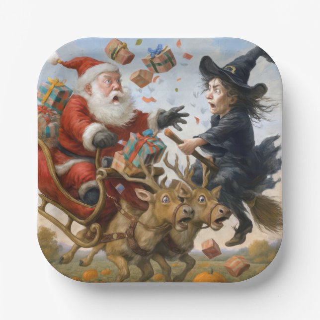 Assiettes En Carton Fêtes de Noël de Thanksgiving et d'Halloween (Recto)