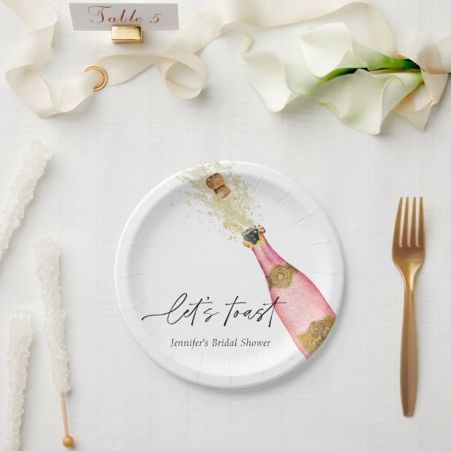 Assiettes En Carton Fêtons la Mariée Rose (Mariage)