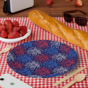 Assiettes En Carton Feu d'artifice patriotique