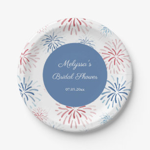 Assiettes En Carton Feu d'artifice Rouge Blanc Bleu Fête de couples Cu