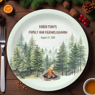 Assiettes En Carton Feu vert de la forêt de la Réunion familiale
