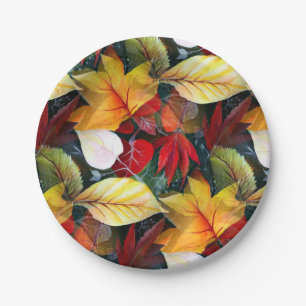 Assiettes En Carton Feuillage d'automne éphémère dans l'aquarelle Vivi
