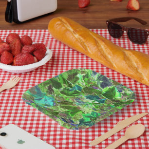 Assiettes En Carton Feuillage de feuilles vertes