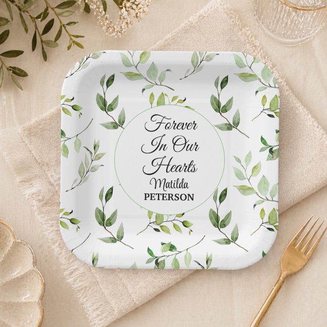 Assiettes En Carton Feuillage de verdure de jardin  (Créateur téléchargé)
