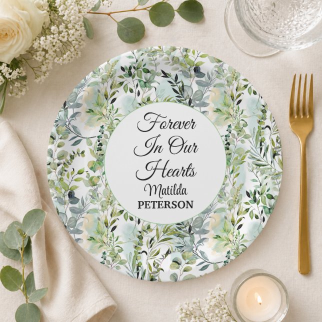 Assiettes En Carton Feuillage de verdure de jardin  (Créateur téléchargé)