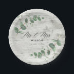 Assiettes En Carton feuillage d'eucalyptus en bois blanc plaque mariag<br><div class="desc">Belle délicate feuille d'eucalyptus design mariage,  Partie d'une collection moderne. dossier en bois blanc</div>