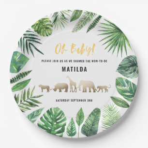 Assiettes En Carton Feuillage tropical + partie de baby shower