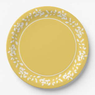 Assiettes En Carton FEUILLE CHIC de PANTONE 2017_PRIMROSE YELLOW/WHITE