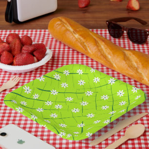 Assiettes En Carton feuille de banane tropicale et fleurs vert botaniq