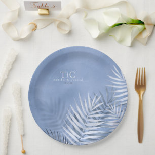 Assiettes En Carton Feuille de palme luxuriante Mariage Windsor Blue V