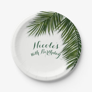 Assiettes En Carton Feuille de palmier tropicale Mariage d'été élégant