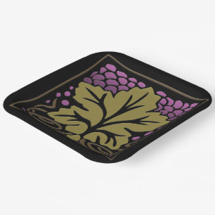 Assiettes En Carton Feuille de raisin et raisins de l'artisan