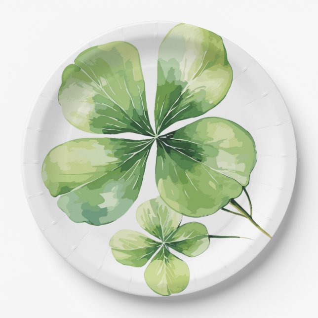 Assiettes En Carton Feuille de trèfle (Devant)