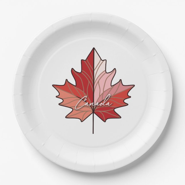 Assiettes En Carton Feuille d'érable canadienne contemporaine ID1071 (Devant)