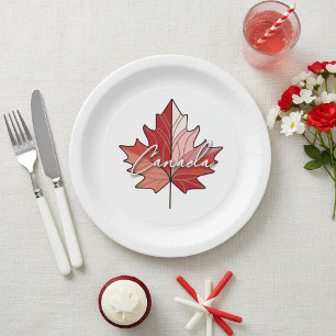Assiettes En Carton Feuille d'érable canadienne contemporaine ID1071