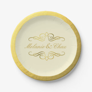 Assiettes En Carton Feuille d'or tourbillonnante fascinante de