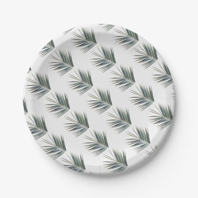 Assiettes En Carton Feuille verte pâle (Devant)