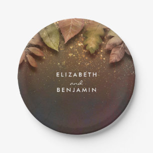 Assiettes En Carton Feuilles automnales et Mariage de Parties scintill