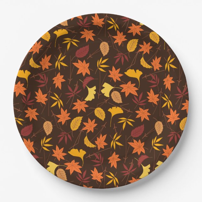 Assiettes En Carton Feuilles d'automne (Devant)