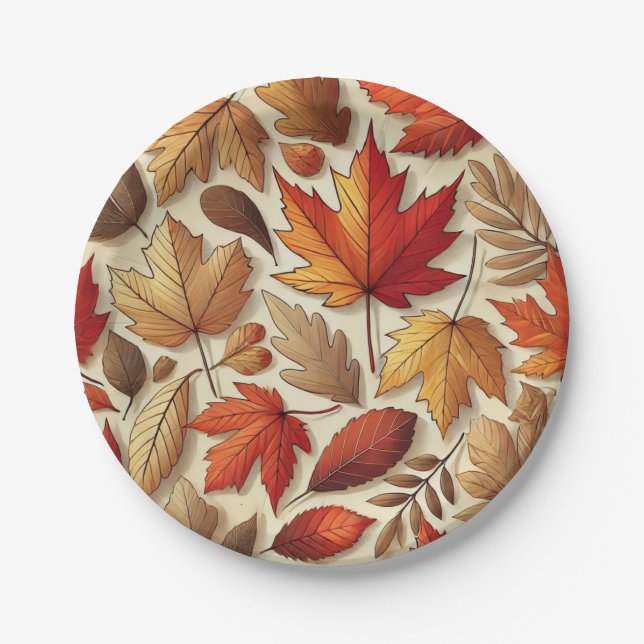 Assiettes En Carton feuilles d'automne classiques (Devant)