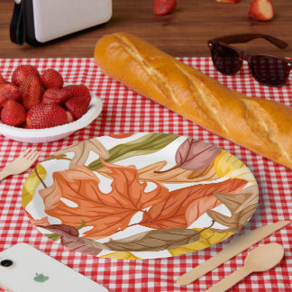 Assiettes En Carton Feuilles d'automne Couleur Automne Botanique Saiso