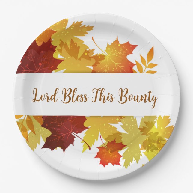 Assiettes En Carton Feuilles d'automne de Thanksgiving 9" Plaques de p (Devant)