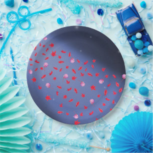 Assiettes En Carton Feuilles d'automne et plaque de papier bleu Rose