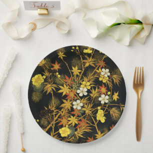 Assiettes En Carton Feuilles d'automne japonaises Antique botanique