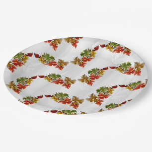 Assiettes En Carton Feuilles d'automne Plaques de papier blanc Motif