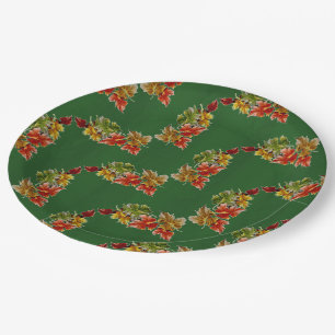 Assiettes En Carton Feuilles d'automne Plaques de papier vert Motif
