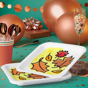 Assiettes En Carton Feuilles d'automne Tombe Coloré Art de la feuille 