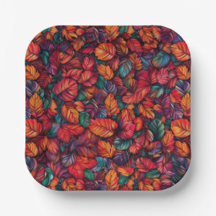 Assiettes En Carton Feuilles d'automne vibrantes